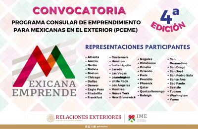 Convocatoria 4ta edición del Programa Consular de Emprendimiento para Mexicanas en el Exterior