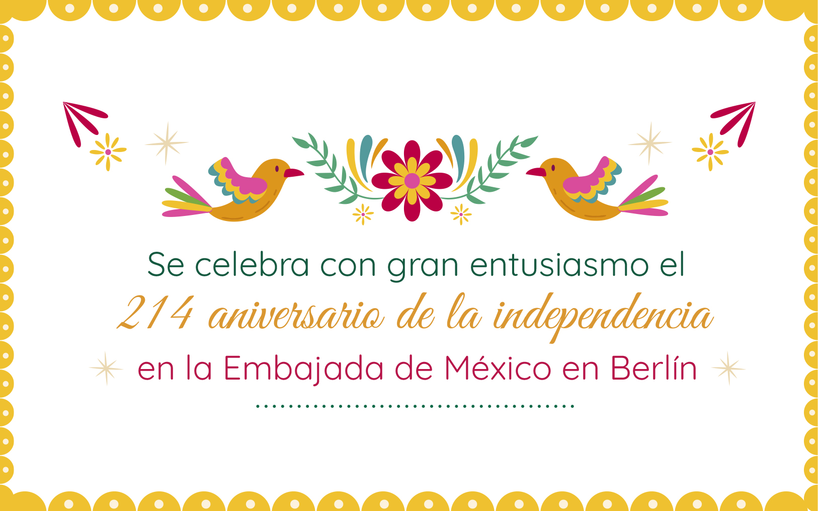 Se celebra con gran entusiasmo el 214 aniversario de la independencia en la Embajada de México en Berlín.